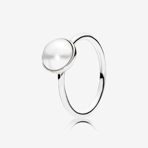 Pandora Luminous Droplet, White Crystal Pearl Sterling silver SIZE 6
